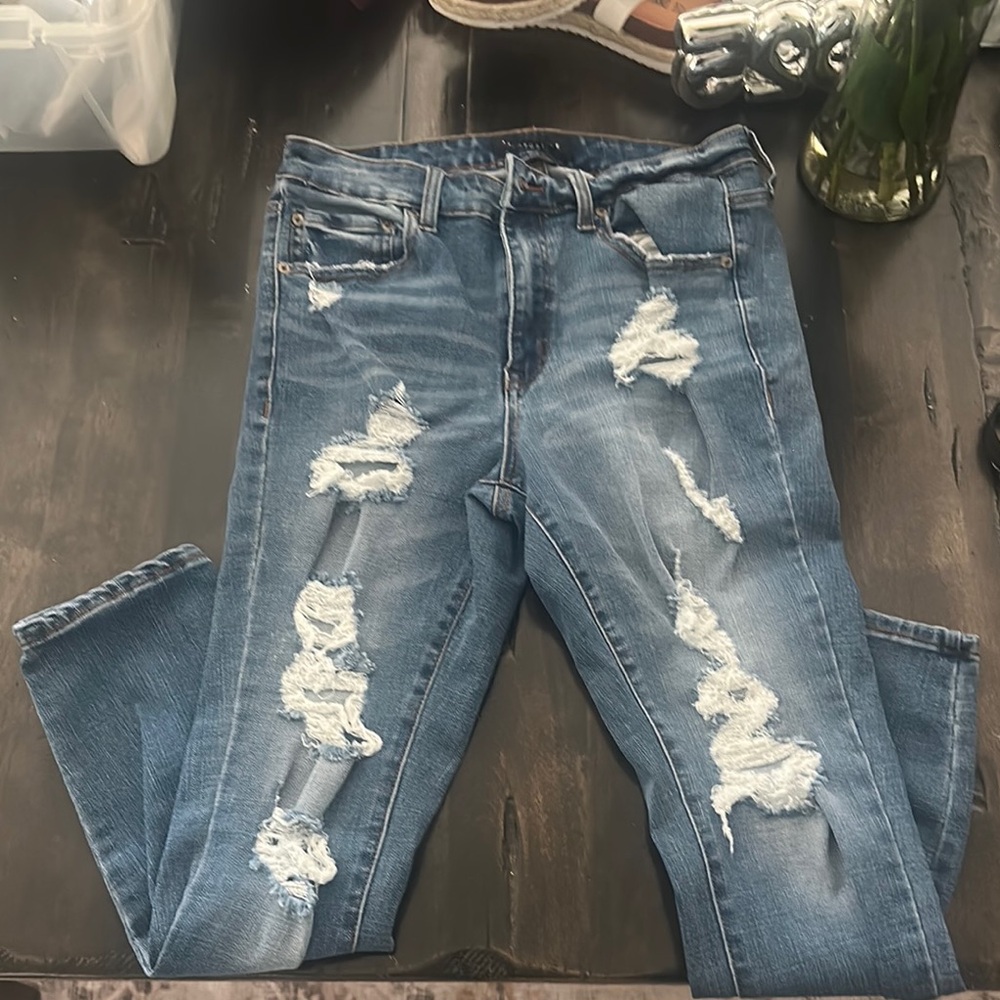 Distressed Blue Jeans